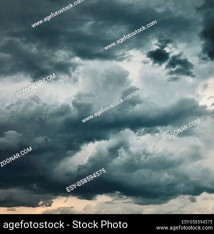 Dark sky with heavy stormy clouds - natural background