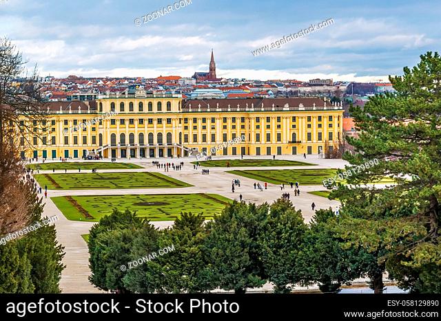 Schonbrunn Palace is a former imperial Rococo summer residence in modern Vienna, Austria