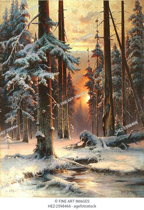 Winter Sunset in the Fir Forest, 1889. Found in the collection of the State Art Museum, Irkutsk