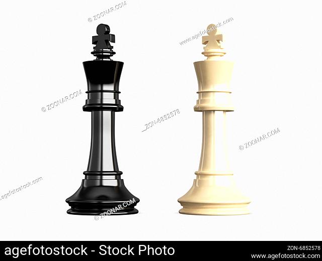 Confrontation of chess pieces kings, isolated on white background