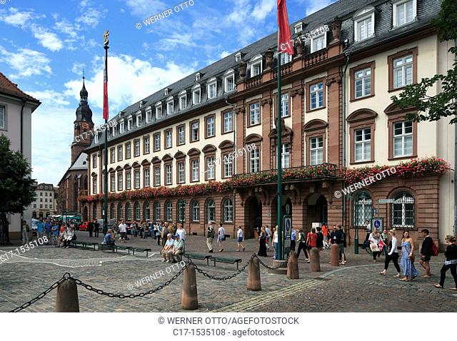 Germany, Heidelberg, Neckar, Rhine-Neckar area, nature reserve Neckartal-Odenwald, Bergstrasse, Odenwald, Baden-Wuerttemberg, old town, Kornmarkt, market place