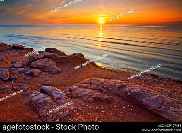Red sand and bluffs along the Northumberland Strait Campbelton Prince Edward Island Canada