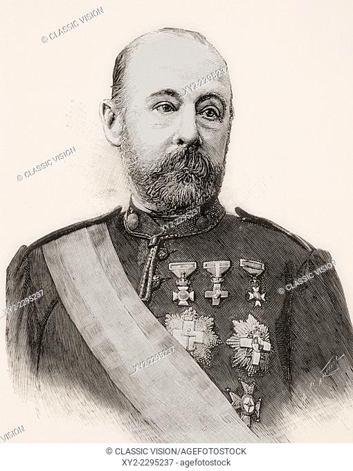 Luis Vidart Schuch, 1833 - 1897. Spanish writer, military officer and historian of Spanish philosophy. From La Ilustracion Española y Americana, published 1892