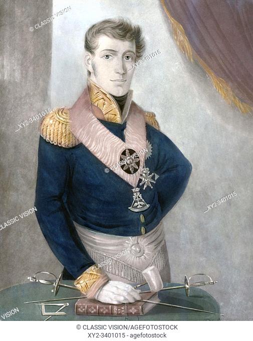 Prince Frederick of the Netherlands, 1797-1881, as Grand Master of Freemasons in 1817. He was made Grand Master of the Order of Freemasons in 1816 and held the...