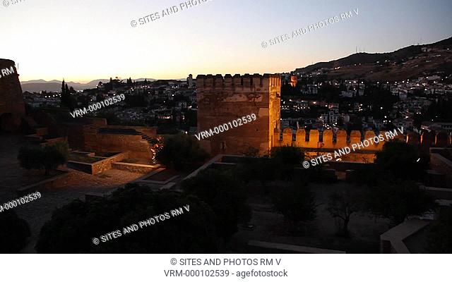 PAN, exterior, dusk. In 889 the Alcazaba was partially built by Savvar ben Hamdu. It was later extended on various occasions and in the 11th century the castle...