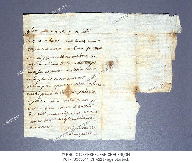 Autograph letter written by Napoleon Bonaparte at the age of 14, at the Paris military school. He writes to his cousin, Arigghi di Casanova