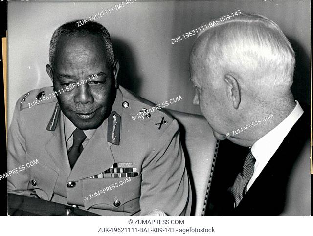 Nov. 11, 1962 - Ibrahim Abboud in Bonn. The president of the Republik of Sudan, Ibrahim Abboud Arrived today 11.4.1962 to an official visit in West-Germany