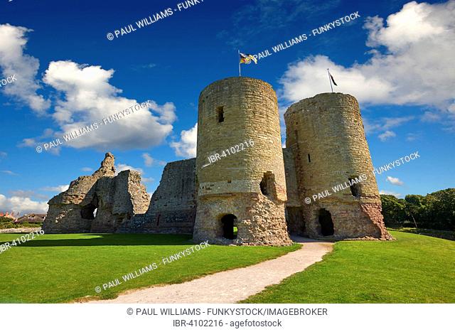 Medieval Rhuddlan Castle, built in 1277 for Edward 1st, Rhuddlan, Denbighshire, Wales, United Kingdom