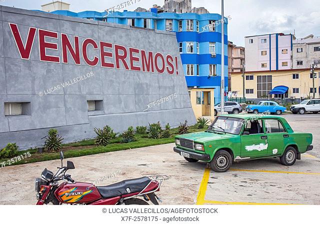 Catchword in Anti-imperialist Tribune Jose Marti, Vedado district, La Habana, Cuba