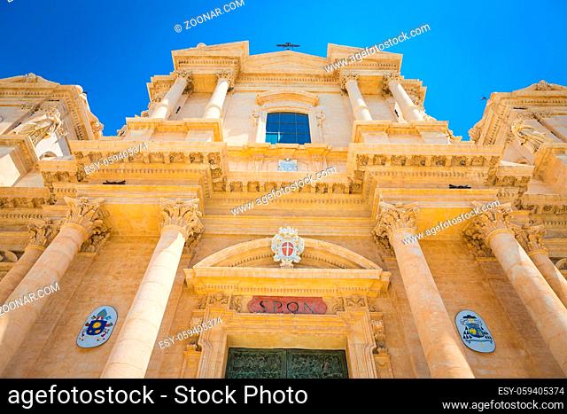 The most important baroque cathedral of Sicily, San Nicolò, Unesco Heritage site, sunny day