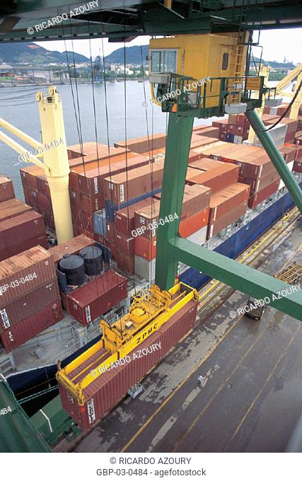 Photo illustrated a crane and a ship dock, freight, crane, ship, transport, loading