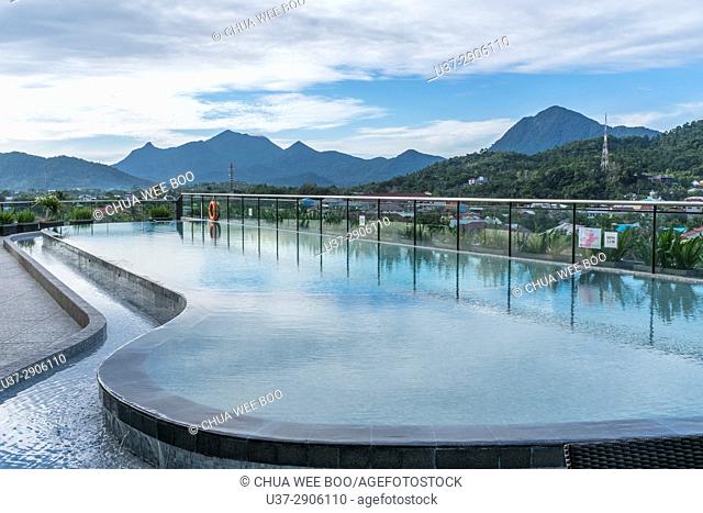 View of Singkawang town from Swiss-Belinn Hotel pool-side, West Kalimantan, Indonesia