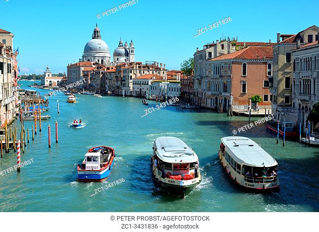 Grand Canal with view of the Basilica Santa Maria della Salute of San Marco in Venice - Italy