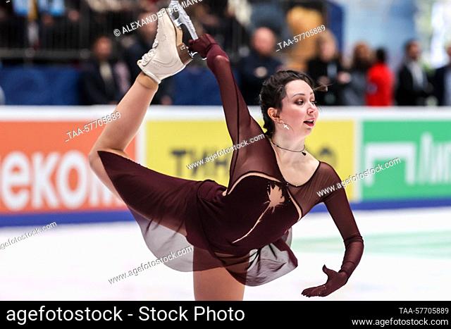 RUSSIA, ST PETERSBURG - MARCH 5, 2023: Figure skater Yelizaveta Tuktamysheva performs during a ladies' free skating event at the 2023 Russian Figure Skating...