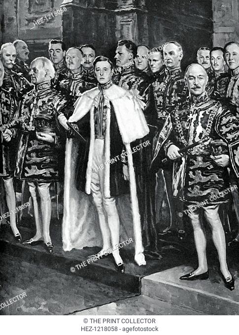 The Earl Marshal, heralds, and other officers of arms, coronation of George VI, Westminster Abbey, London, 12 May 1937. An illustration from the Illustrated...
