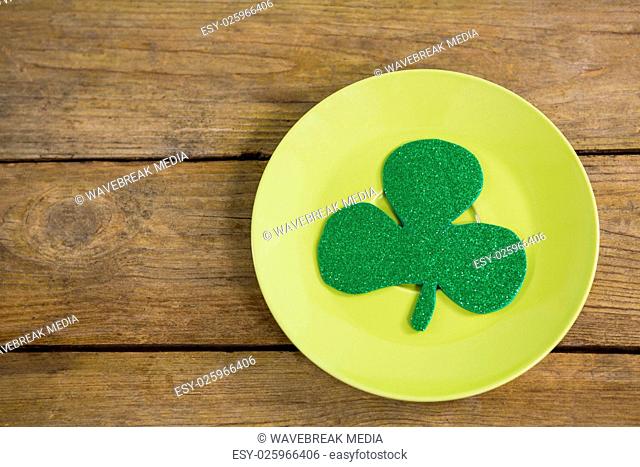 St Patricks Day shamrock kept in plate