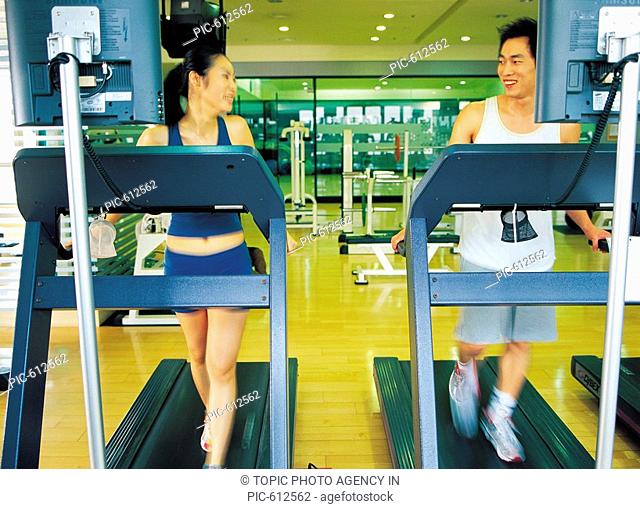 People Running At Health Club, Korean