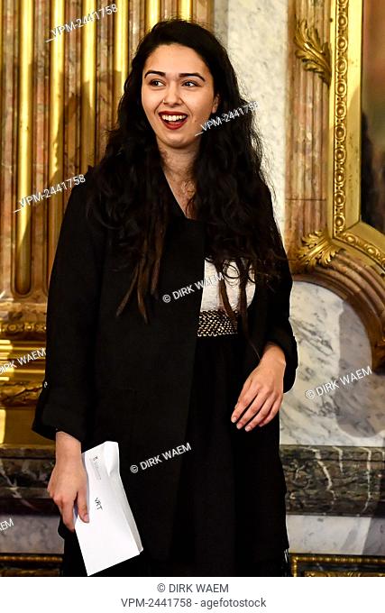 Rojin Ferho pictured during the award ceremony of the 2019 edition of the Belgodyssee prize for young journalists, at the Royal Palace in Brussels