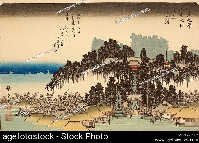 Author: Utagawa Hiroshige. Evening Bell at Ikegami (Ikegami no bansho), from the series 'Eight Views in the Environs of Edo (Edo kinko hakkei no uchi)' - c