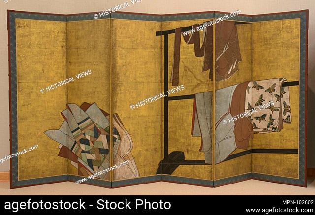 Whose Sleeves? (Tagasode). Period: Edo period (1615-1868); Date: 17th century; Culture: Japan; Medium: Six-panel folding screen; ink, color