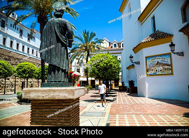 marbella, spain: street photography in thel old town with spanish architecture in marbella, costa del sol, andalusia, spain, europe
