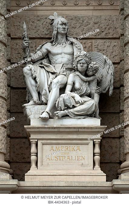 America and Australia, sculpture, Museum of Natural History, Vienna, Austria
