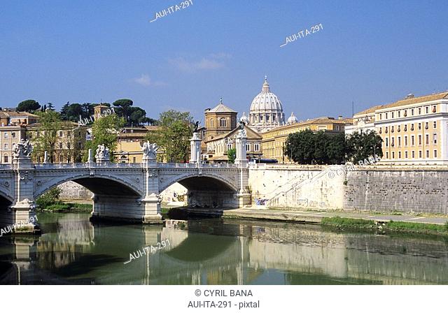 Italy - Rome - Vatican - St. Peter Basilica and Victor Emmanuel II Bridge
