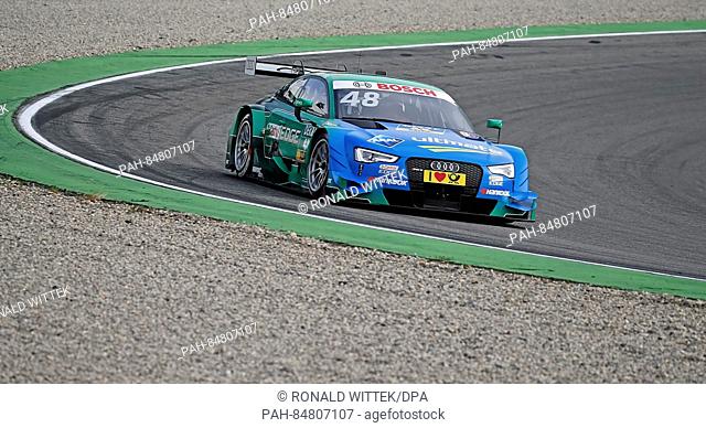 The Italian race driver Edoardo Mortara (Audi) drives on the race course during the free practice for the second race of the German Touring Car Masters on...