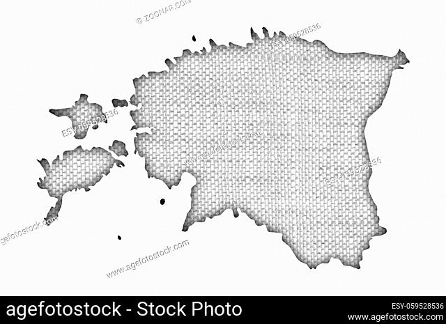 Karte von Estland auf altem Leinen - Map of Estonia on old linen