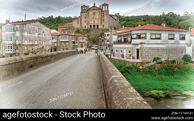 PADRON, SPAIN - SEPTEMBER 10, 2017: Cityscape of Padron with the Convento del Carmen on September 10, 2017 in Galicia, Spain