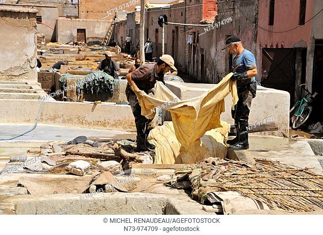 Maroc, Marrakech, les Tanneries , quartier de Bab Debbagh