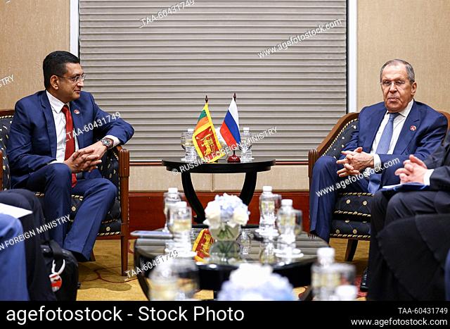 INDONESIA, JAKARTA - JULY 13, 2023: Sri Lanka's Minister of External Affairs Ali Sabry (L) and Russia's Foreign Minister Sergei Lavrov hold a meeting at the...