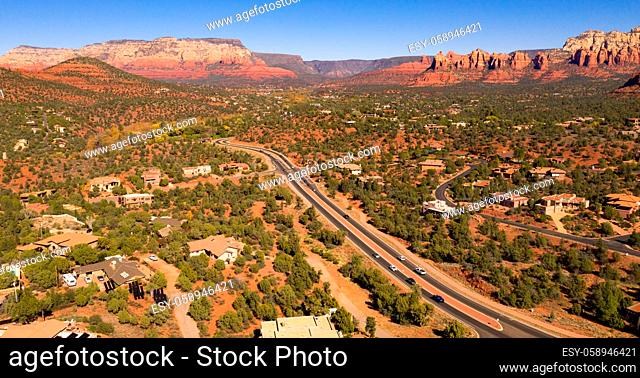 High Above Western Desert landscape in Coconino National Forest at Sedona