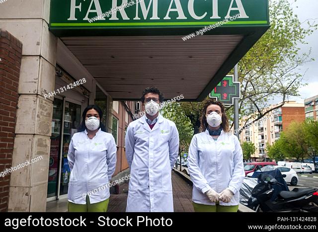 A pharmacy staff on day 17 after the Spanish government declared a state of emergency for the COVID-19 coronavirus. The population is currently under quarantine...