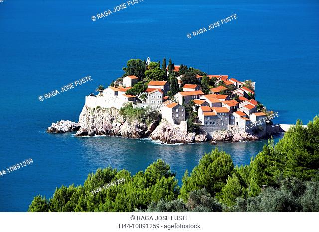 Montenegro, Europe, Adriatic, sea, Sveti Stefan, Old Town, peninsula