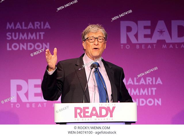 Bill Gates gives speech at Ready To Beat Malaria Summit Featuring: Bill Gates Where: London, United Kingdom When: 18 Apr 2018 Credit: Rocky/WENN.com