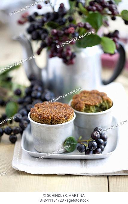 Green tea muffins with aronia jam