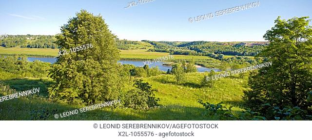 Panorama of Oka river in summer  Kaluga region, Russia