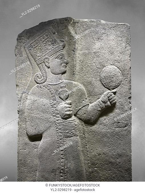 Hittite relief sculpted orthostat stone panel of Long Wall Basalt, KarkamÄ±s, (KargamÄ±s), Carchemish (Karkemish), 900 - 700 B. C