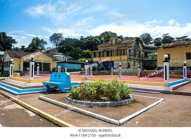 Old colonial houses in the centre of Batete, Bioko, Equatorial Guinea, Africa