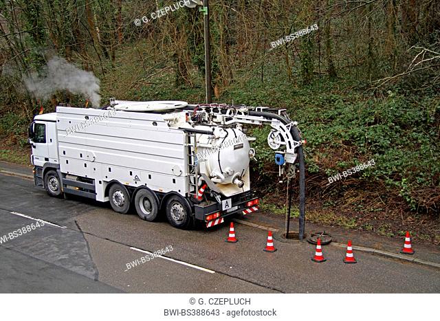 vacuum truck cleaning the canalisation, Germany