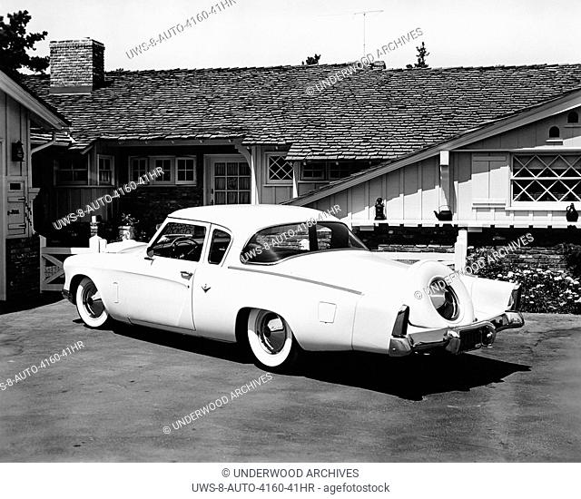 United States: 1954 A 1953-54 Studebaker Commander V8 coupe with a Continental extension kit on the back. It was designed by noted industrial designer Raymond...