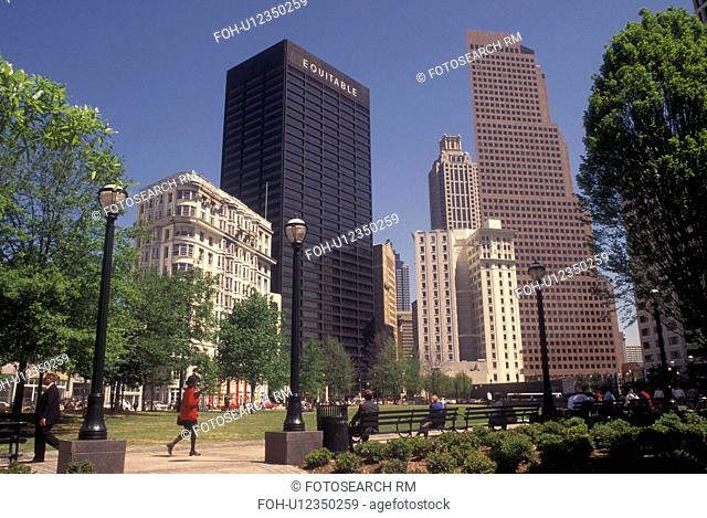 Atlanta, GA, Georgia, Downtown skyline from Woodruff Park