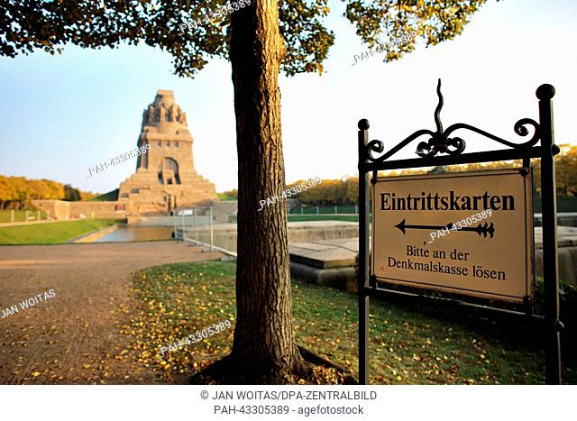 The freshly renovated Battle of Nations monument glows in the evening sun in Leipzig,  Germany, 08 October 2013. The monument was built for the 100th...