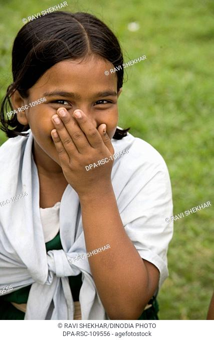 Muslim girl smiling ; Lalbag fort ; Dhaka ; Bangladesh