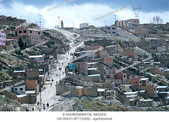 BOLIVIA - LA PAZ. A newly colonized area of town. La Paz is one of the fastest growing cities in the worls. 80 of homes are without piped water or basic...
