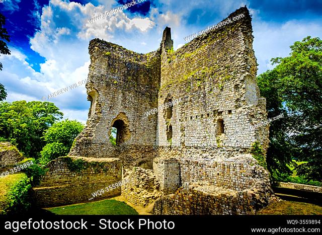 The ruined keep of the old castle at Domfront, Normandy, France