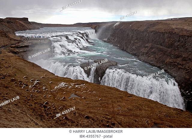 Waterfall, Gullfoss, tourist attractions, Golden Circle Route, Iceland