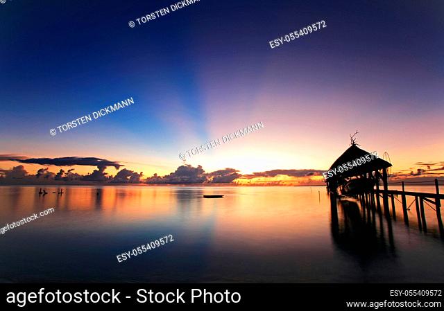 sunset, south seas, polynesia