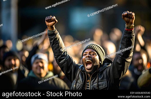 Activist protesting against racism and fighting for equality - Black lives matter demonstration on street for justice and equal rights - Blm international...